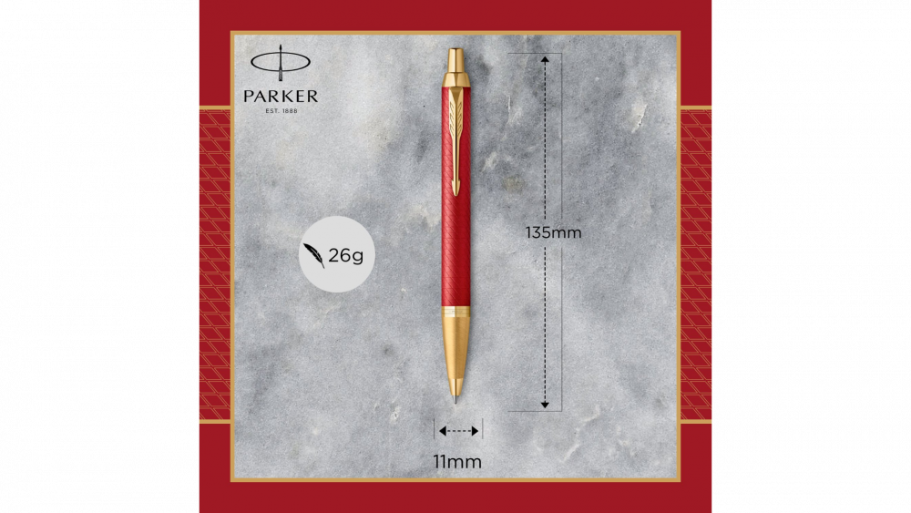 Шариковая ручка Parker IM Premium K318  Red GT, стержень: M, цвет чернил: blue, в подарочной упаковке.