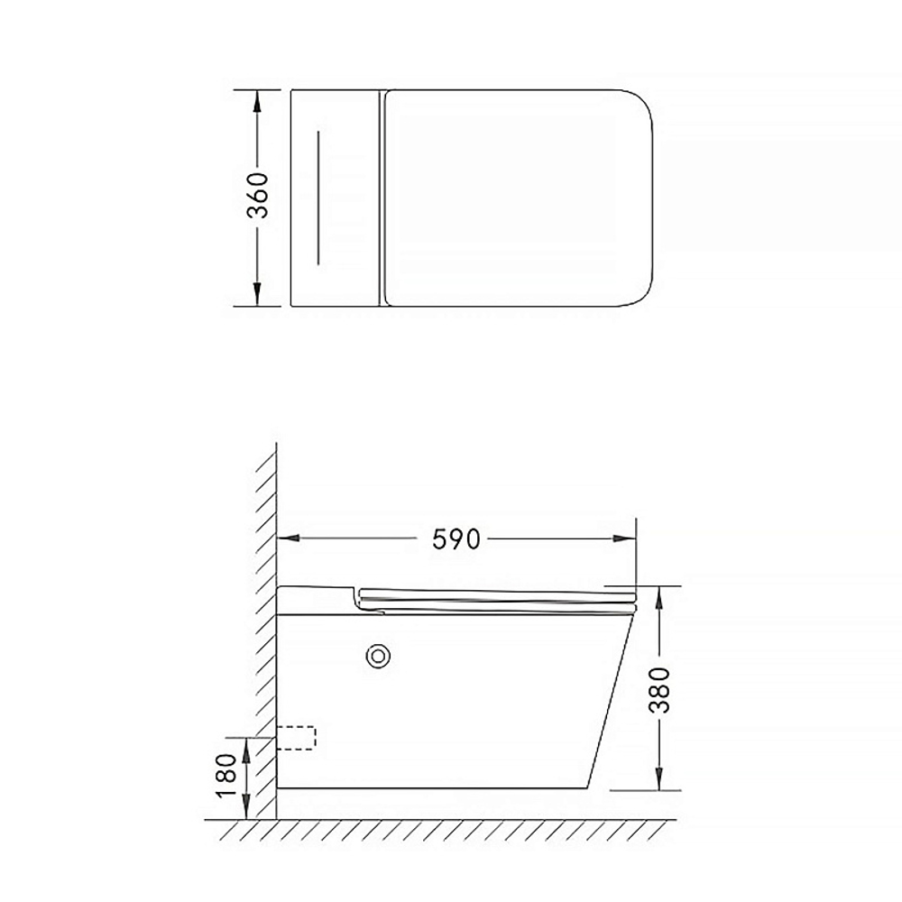 Унитаз импульсный Azario 360х590х380 подвесной, квадратный, быстросъемное сиденье микролифт, монтажная рама в комплекте (AZ-101C)