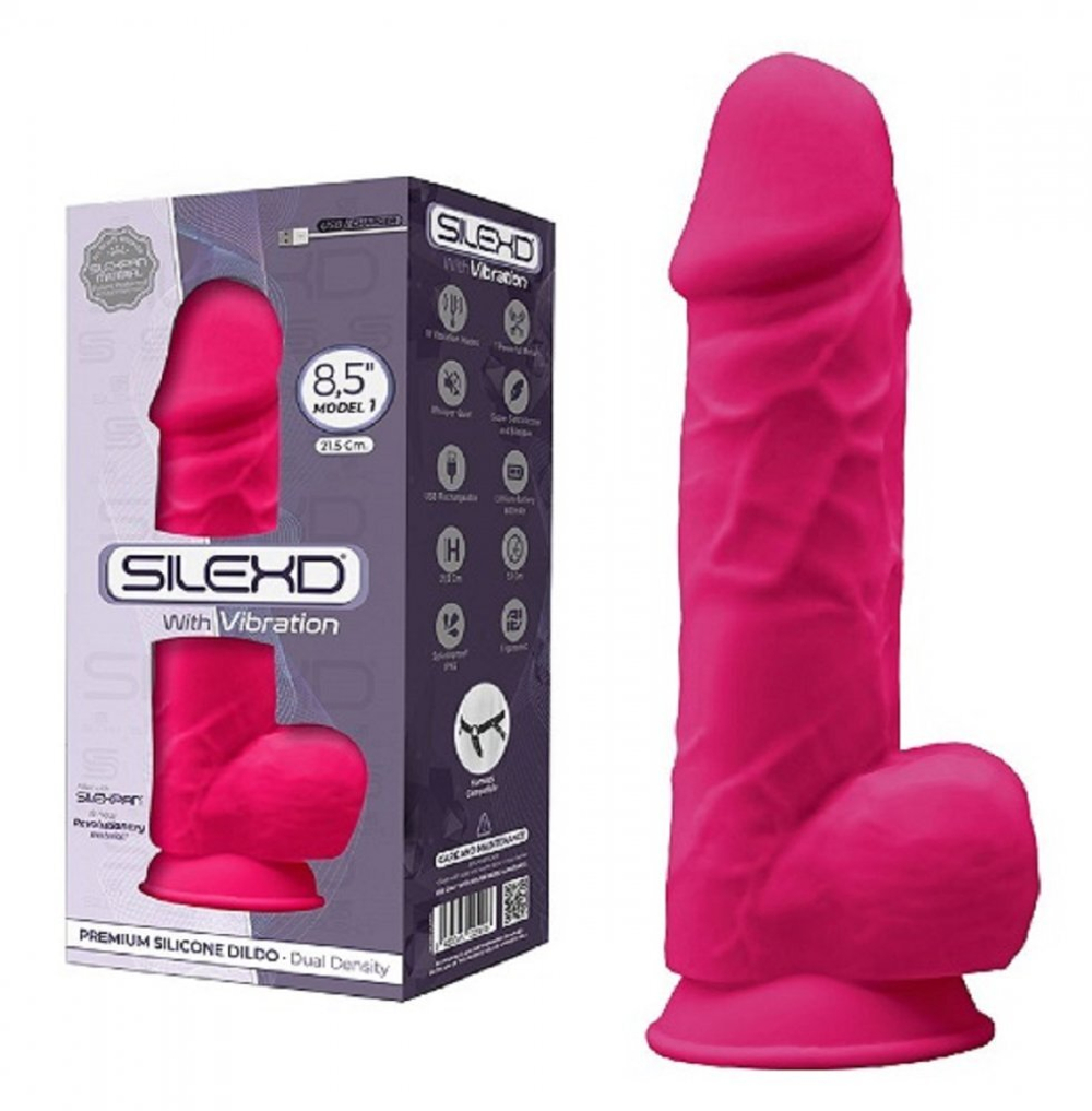 Вибростимулятор реалистик SileXD Model 1 8,5 фуксия 21,5 см