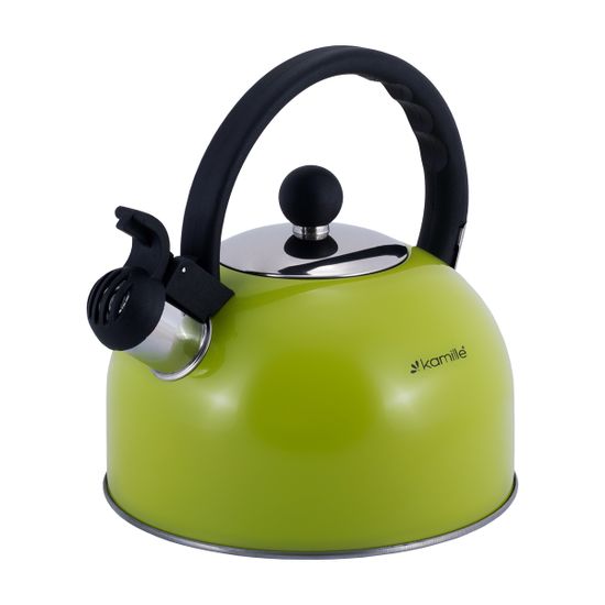 Чайник 2,5 л из нержавеющей стали со свистком Kamille KM-0679 и черной бакелитовой ручкой