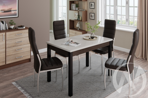 Стол обеденный Бостон-2 (металл черный/белый гранит)