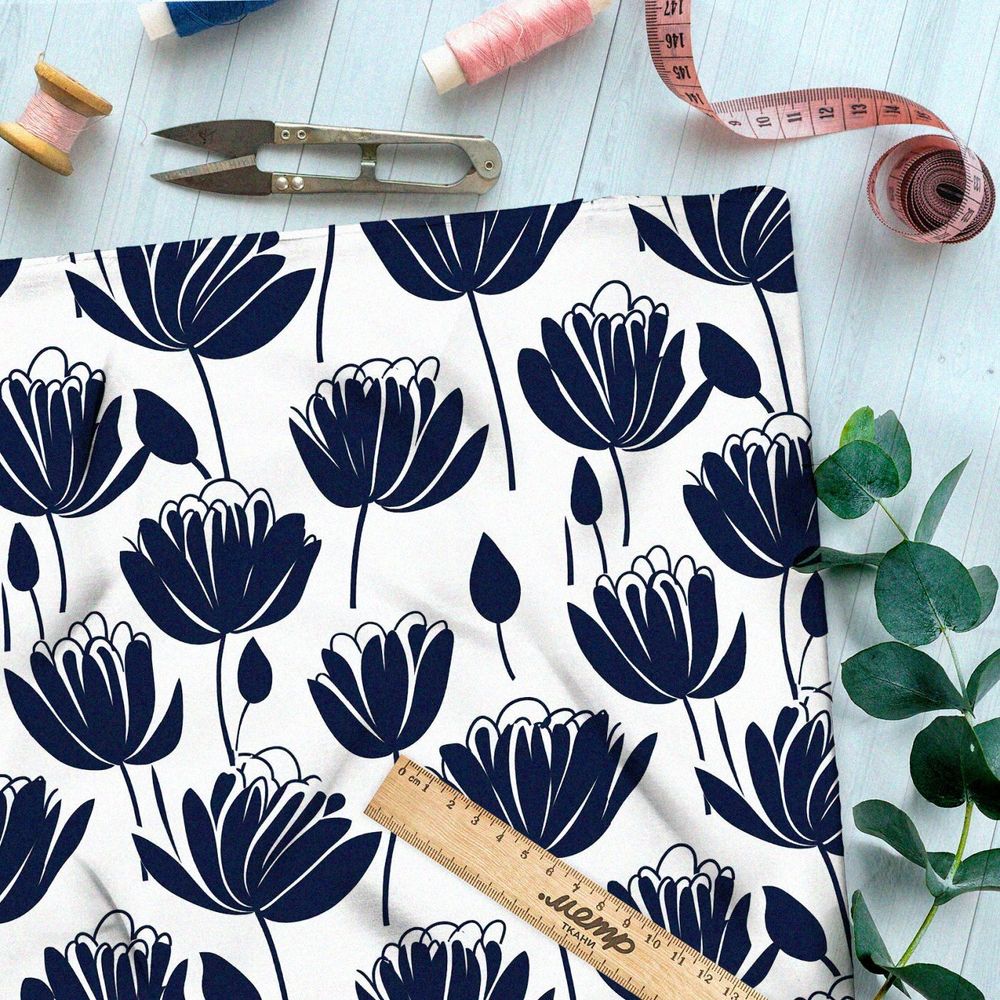 Ткань премиум дюспо фантазийные цветы