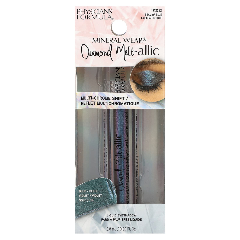 Physicians Formula, Mineral Wear, жидкие тени для век Diamond Melt-allic, 1712262 сияющий синий, 2,8 мл (0,09 жидк. унции)