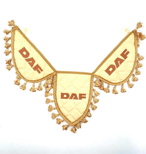 Вымпел тройной Daf (экокожа, бежевый с коричневой вышивкой)