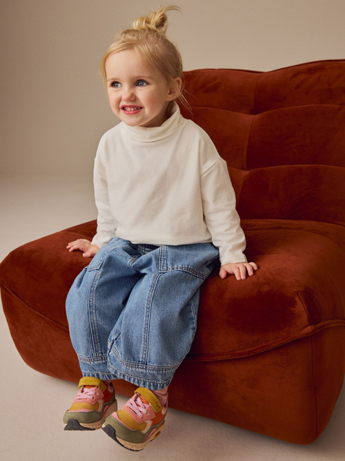 Лонгслив с воротником для девчоки Next E13-661, Кремовый