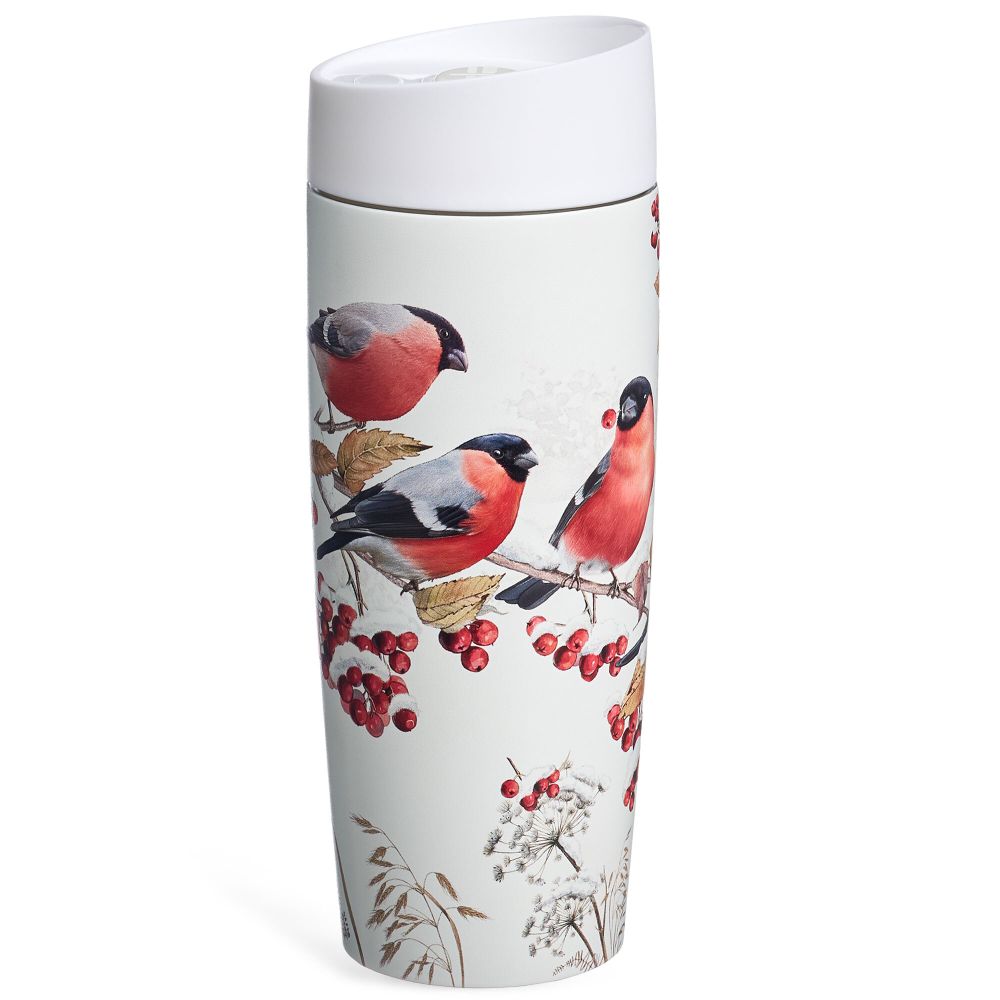 ТЕРМОКРУЖКА AGNESS "СНЕГИРИ" 360МЛ, КОЛБА НЕРЖ.СТАЛЬ 18/10