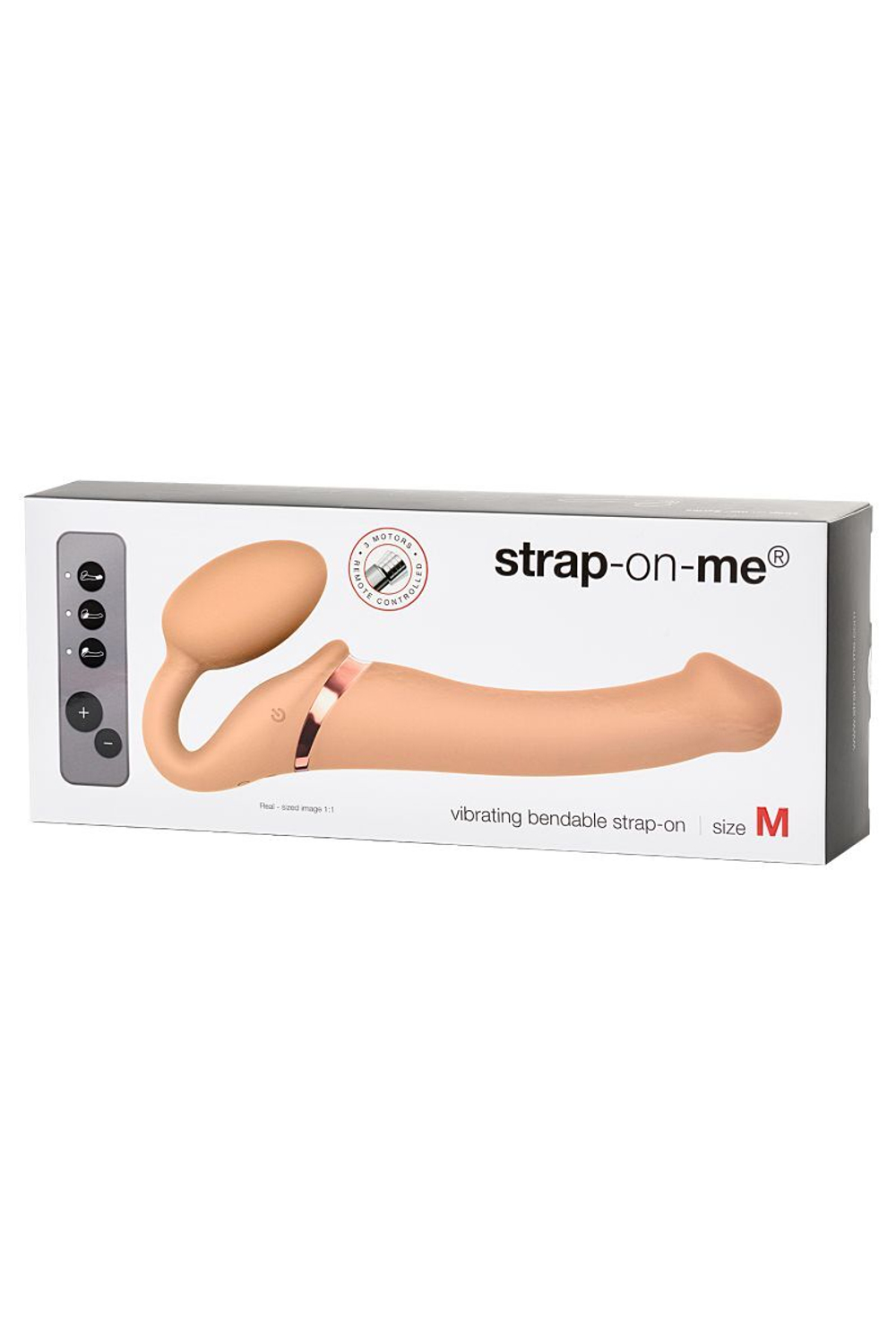 Телесный безремневой вибрострапон Silicone Bendable Strap-On - size M (Цвет: телесный)