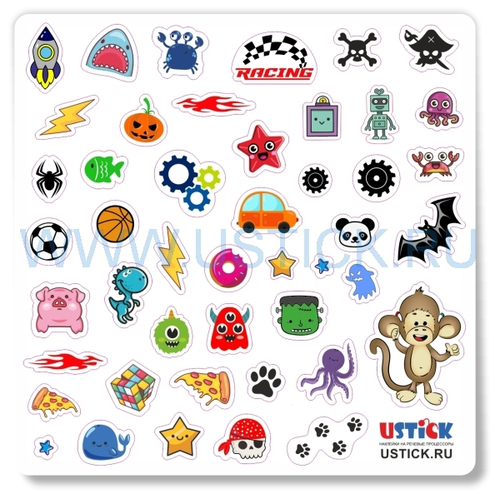 "Озорной" Набор универсальных наклеек ДЛЯ СВЕТЛЫХ АППАРАТОВ