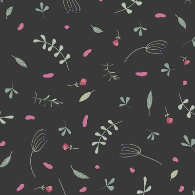 pattern with leaves and flowers 29102021 dark grey