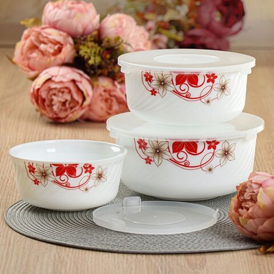 Салатник стеклокерам, кругл, 3 шт, 19,16,14 см, с крыш, Кармен, Daniks, BY14HDW-3-T36 DANIKS