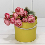 Коробка Ваза для цветов 15х13 см с ручкой (Желтый)