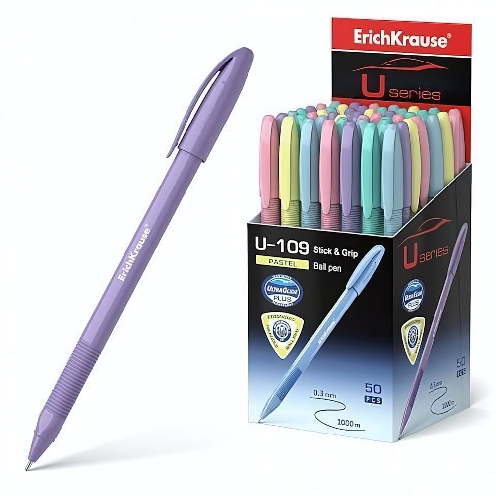 Ручка шариковая 1.0 синяя &quot;U-109 Pastel Stick&amp;Grip&quot; (ErichKrausе)