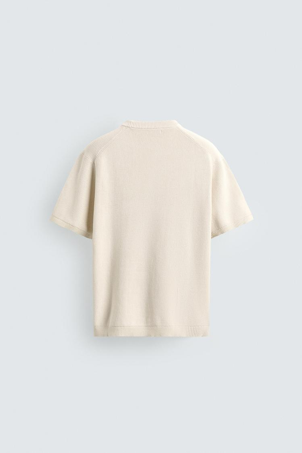 ZARA ФУТБОЛКА ПЛАТОЧНОЙ ВЯЗКИ, ЖЕЛТОВАТО-БЕЛЫЙ