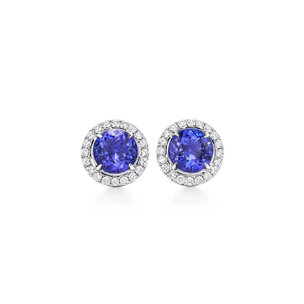 Серьги из платины с бриллиантами и синим танзанитом, Tiffany 💎Soleste. В наличии