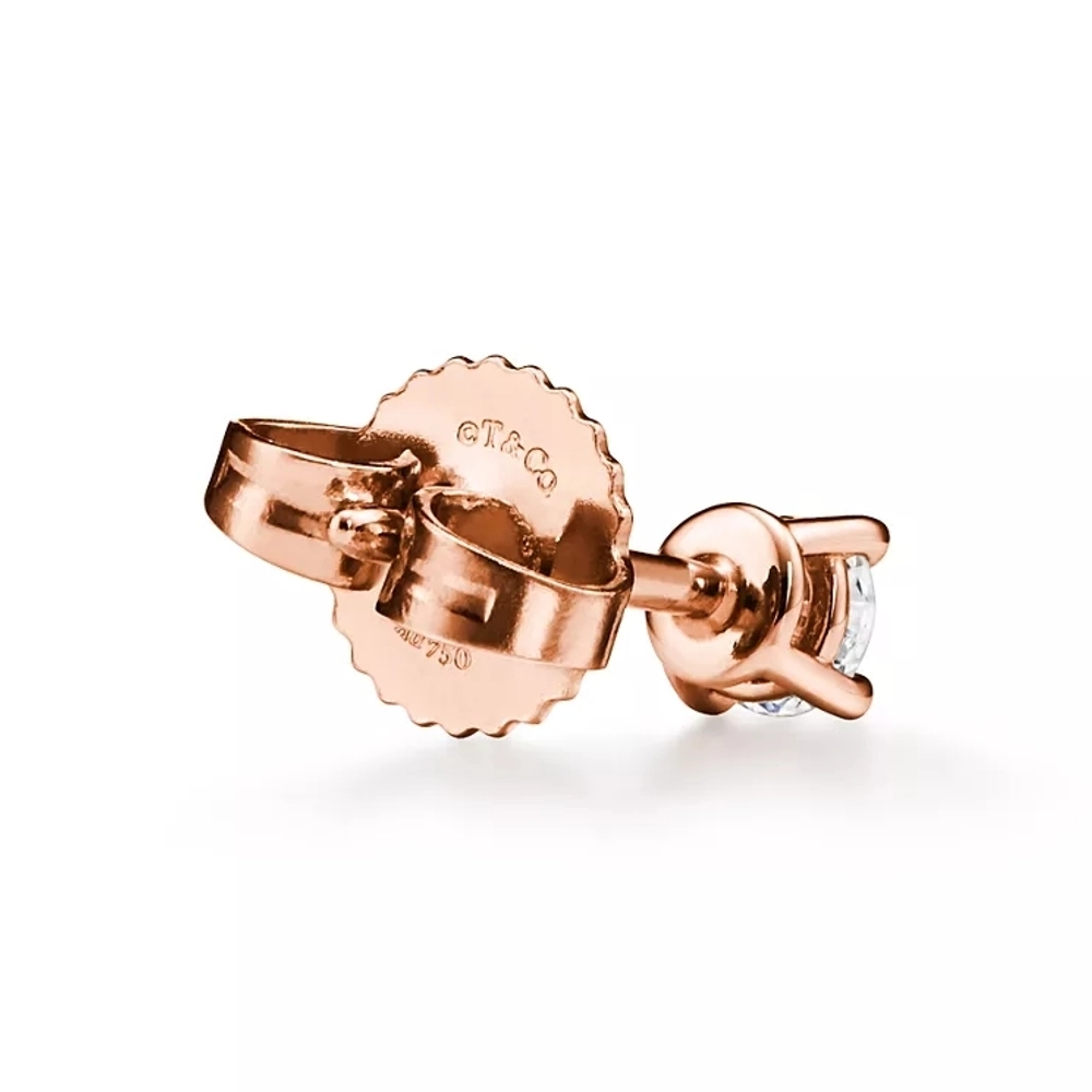 Серьги из розового золота 18k с бриллиантами 💎Tiffany Solitaire