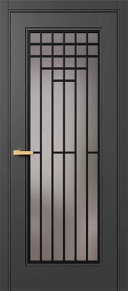 Межкомнатная дверь Фрамир Master Mackintosh PO Грей сатинат (решетка Черный агат) Базальт