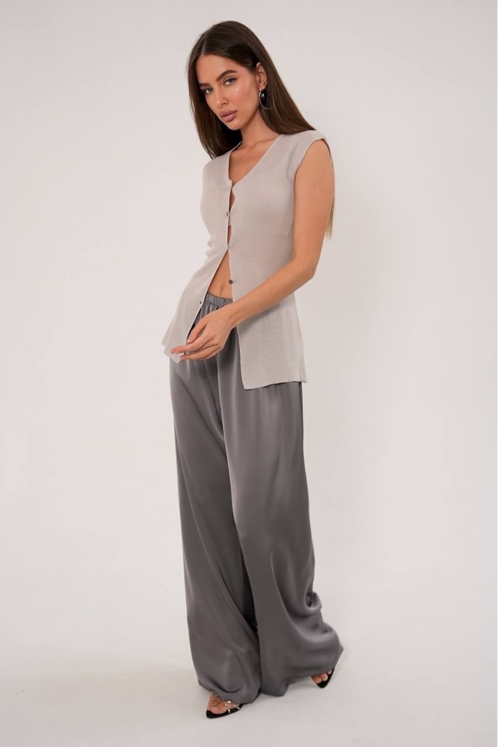 Брюки прямого кроя из вискозного шелка