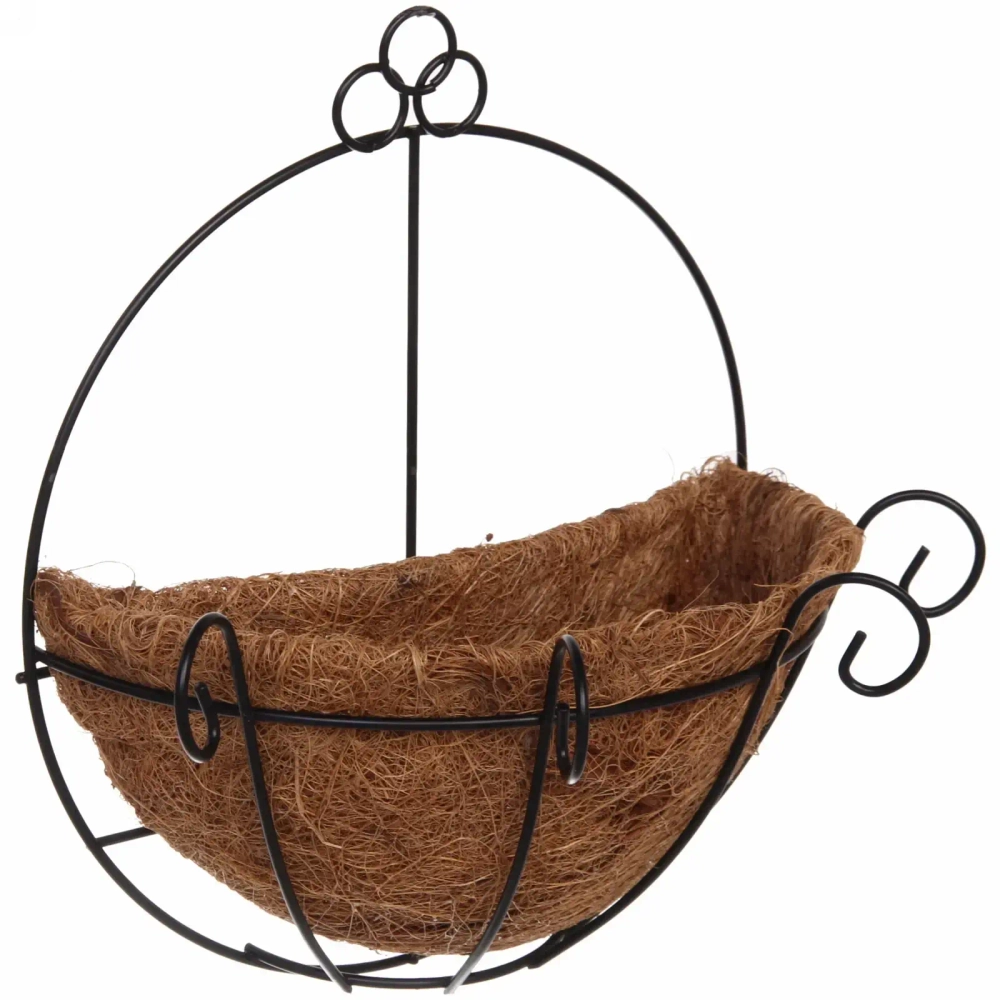 Кашпо для цветов 0,5л «Коковита» с кокосовым волокном, настенное d=20см ДоброСад