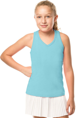 Футболка для девочки теннисная Lucky in Love Core V-Neck Cutout Tank Girls - Бирюзовый