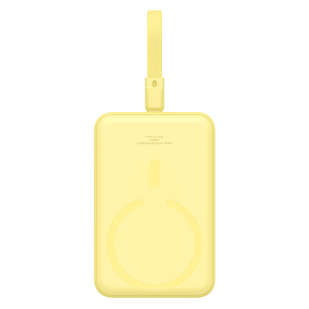 Внешний аккумулятор + Беспроводная зарядка Baseus Magnetic Mini iP Edition C+L+Qi 10000mAh 20W (MagSafe) - Lemon Yellow