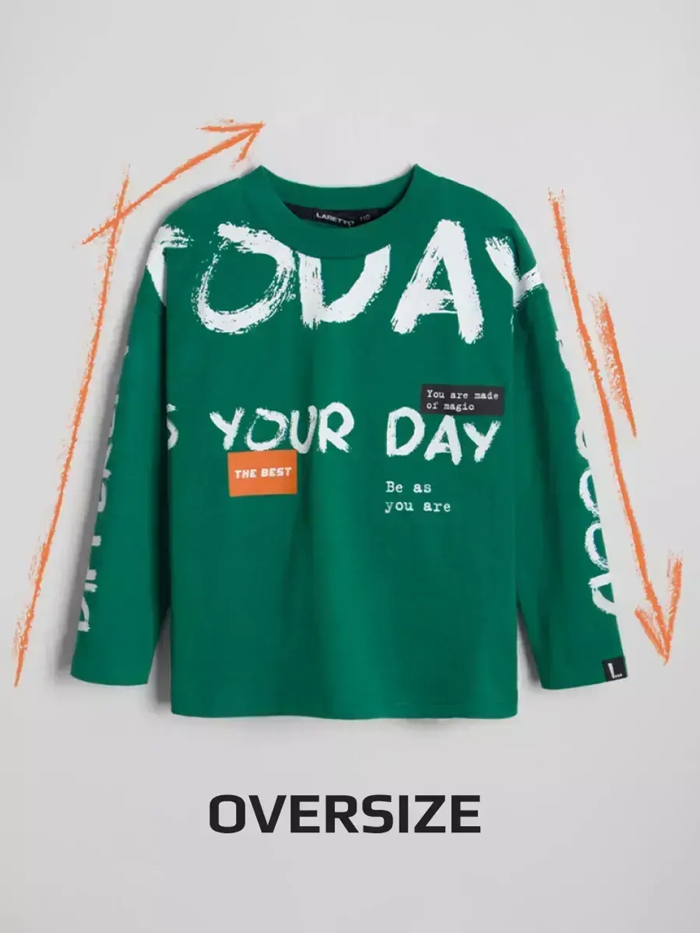 Зеленый лонгслив оверсайз для мальчика