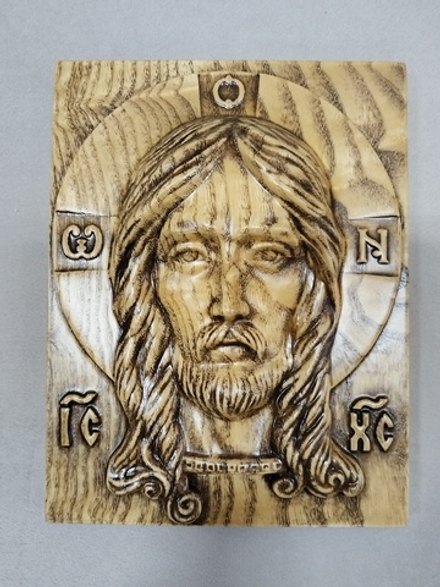 СПАС НЕРУКОТВОРНЫЙ. ИКОНА ИЗ МАССИВА ЯСЕНЯ.