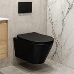 Унитаз подвесной Azario VELA 360х480х360 безободковый, система смыва "Торнадо", с быстросъемным сиденьем "Микролифт", черный матовый (AZ-2480MB)