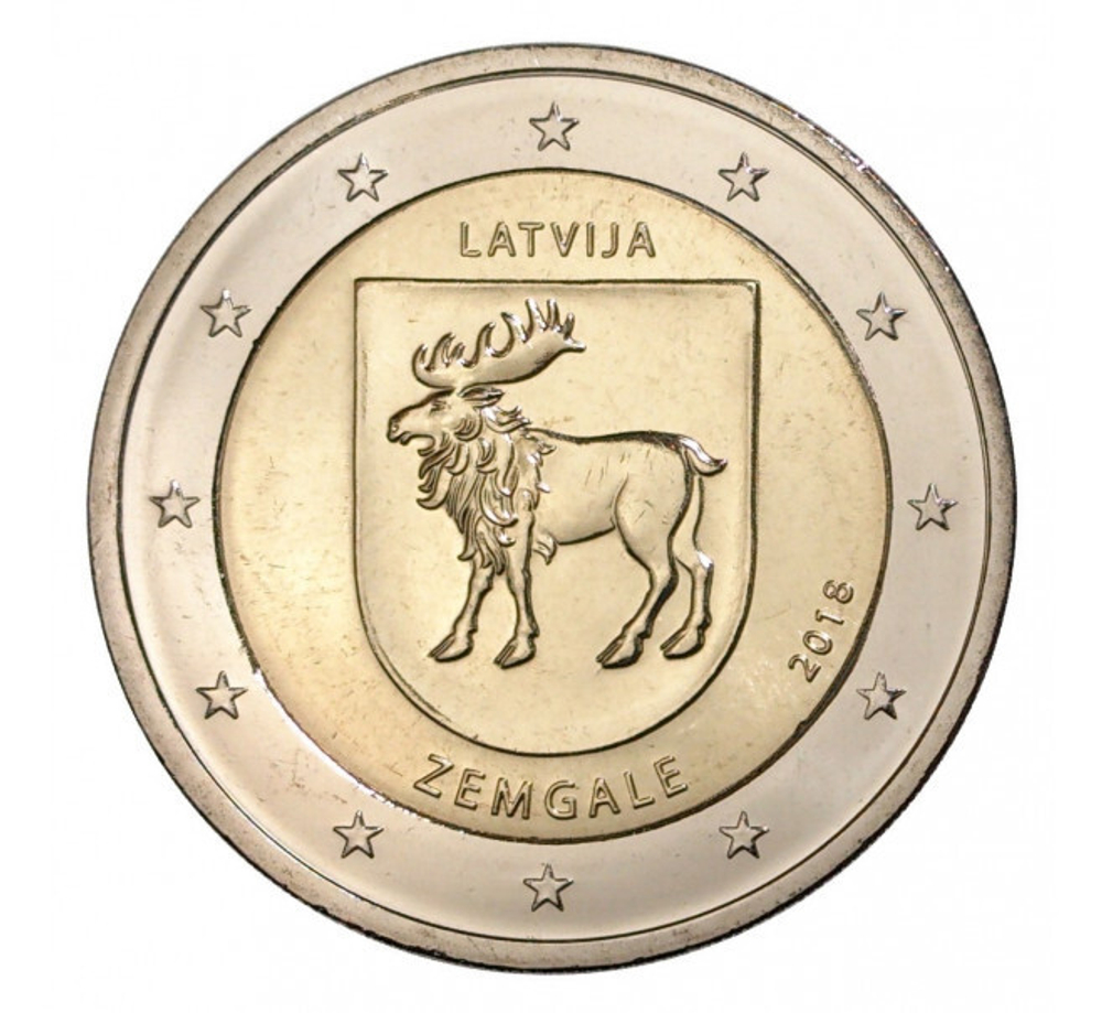 2 евро 2018 Латвия - Земгале - регион Латвии.