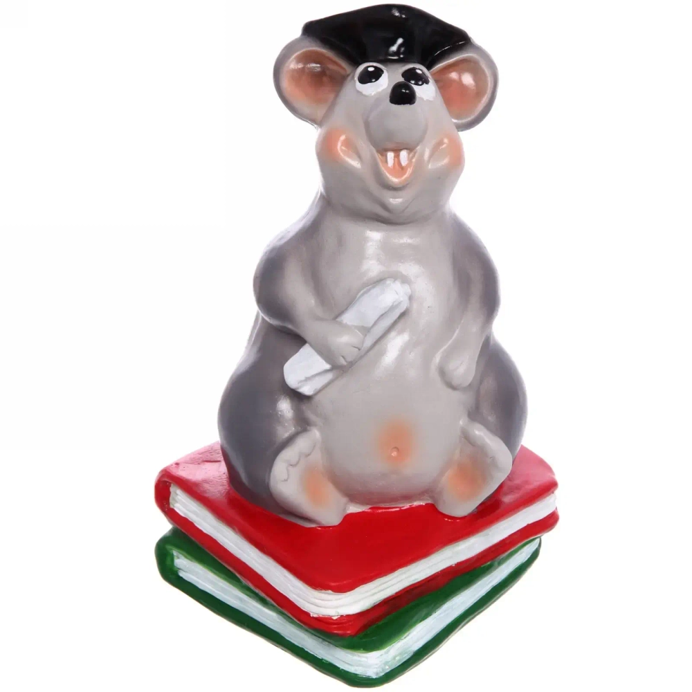 Копилка из гипса «Крыс ученый» 28см серый