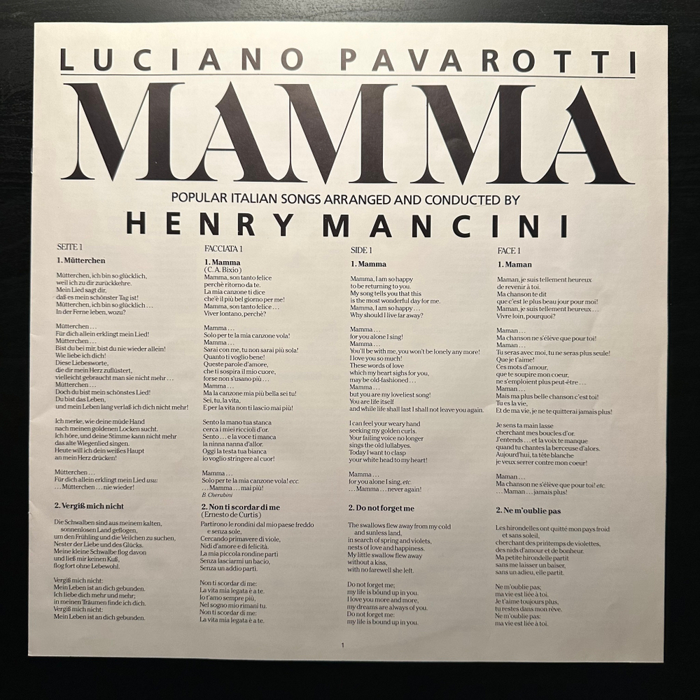 Luciano Pavarotti /- Mamma (Голландия 1984г.)