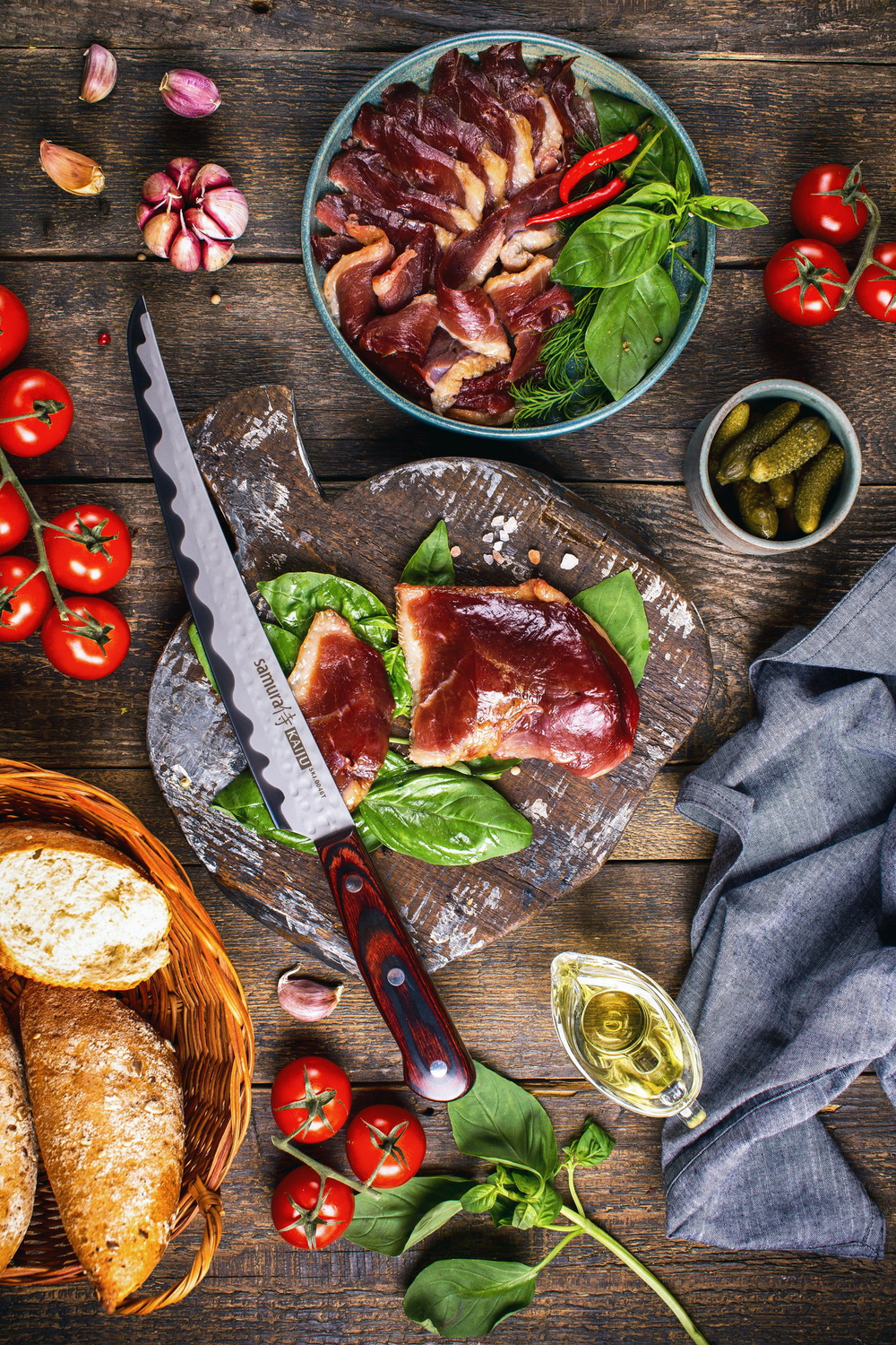 Нож кухонный для нарезки 23см Samura Kaiju SKJ-0046T/K