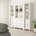Шкаф со стеклянными дверцами - IKEA HEMNES/ ХЕМНЭС  ИКЕА,188x197х37 см, белый,