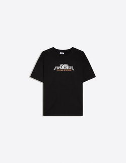 BERSHKA Футболка оверсайз с принтом Tomb Raider, черный