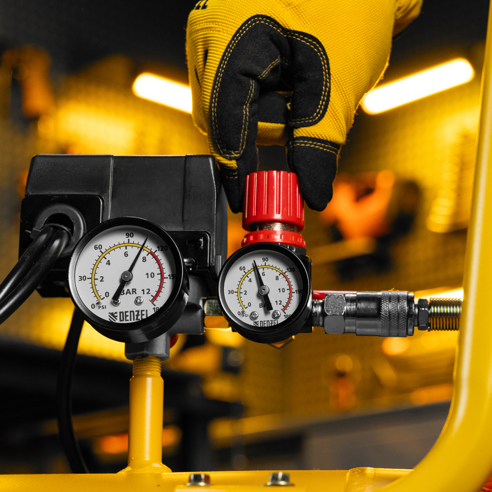 Компрессор безмасл. малошумный DLP-3000/100, 3 кВт, 2х1,5 кВт,100 л, 2850 об/мин,500 л/мин Denzel