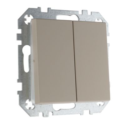 Выключатель проходной двухклавишный LIREGUS RETRO IP6+6.10-201-01.R/ONC кремовый матовый