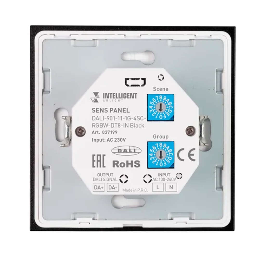 INTELLIGENT ARLIGHT Сенсорная панель DALI-901-11-1G-4SC-RGBW-DT8-IN Black (BUS/230V) (IARL, IP20 Пластик, 3 года) 037199