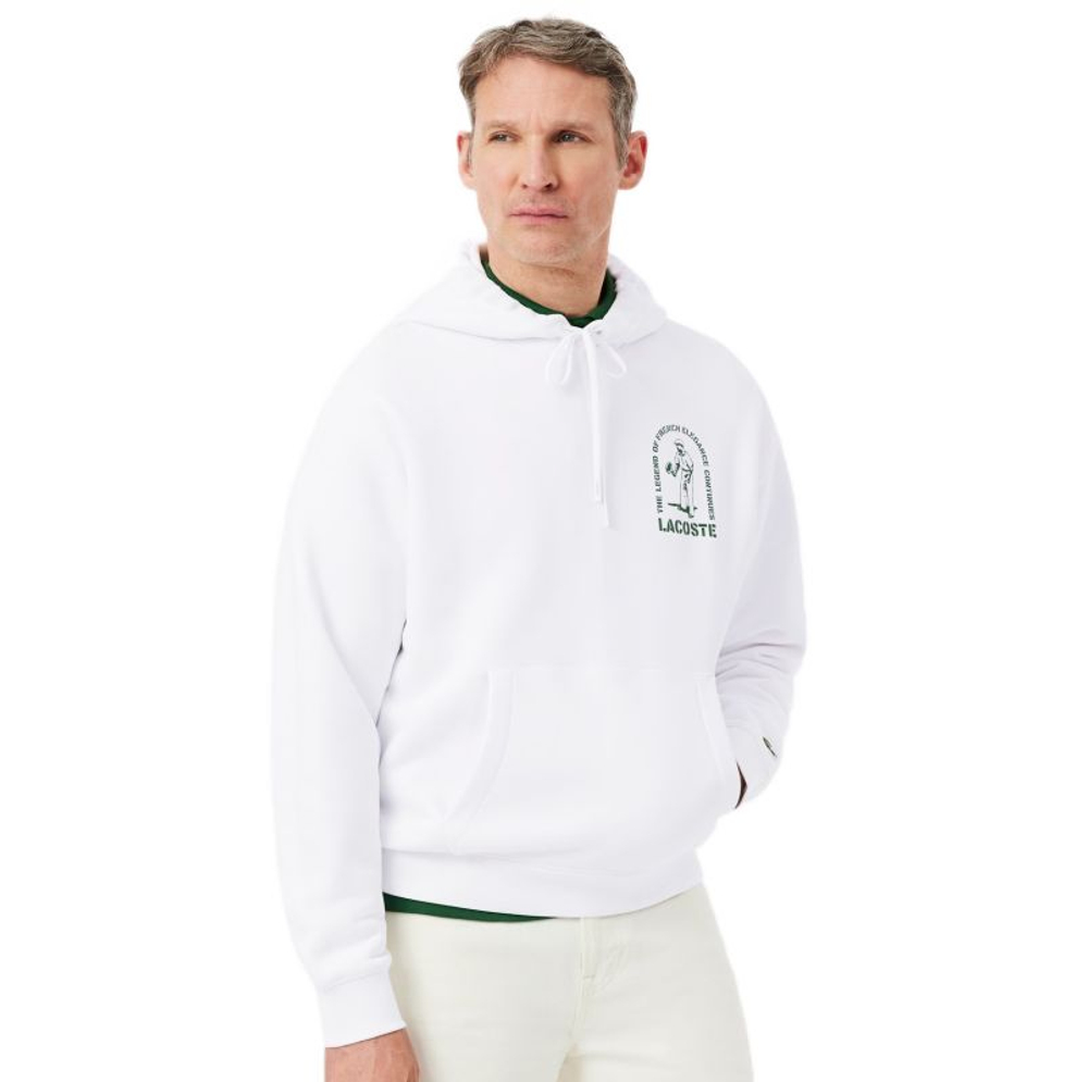 Мужская теннисная кофта Lacoste Loose Fit Printed - white