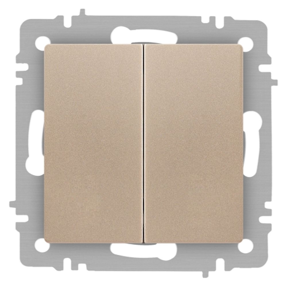 Выключатель Intro Accent 6-104-04 двойной, 10А-250В, IP20, СУ, AL/CU, шампань | Intro