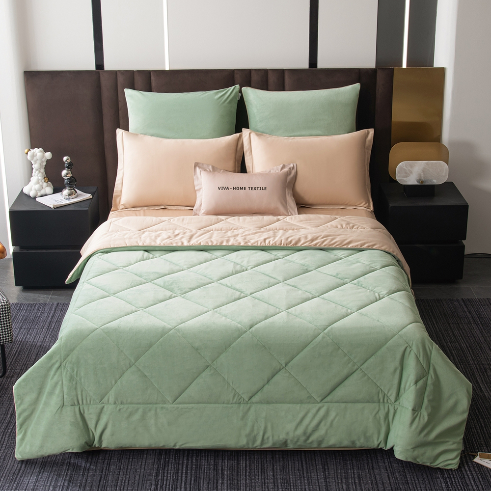 КПБ на резинке Сатин Velvet Premium с Одеялом VPR012, Евро, 4 наволочки, простынь 140*200*25