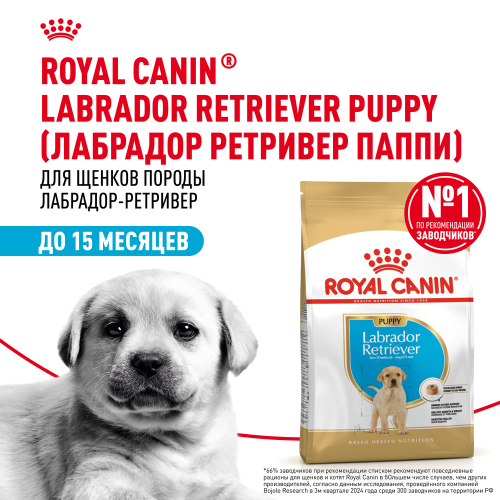 Royal Canin Labrador Retriever Puppy Лабрадор Ретривер Паппи Корм сухой для щенков породы Лабрадор Ретривер до 15 месяцев 12кг