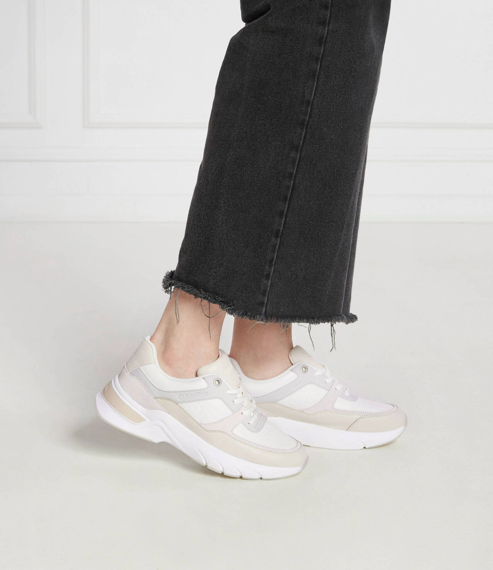 Кожаные кроссовки Calvin Klein - бежевый(HW0HW01869)