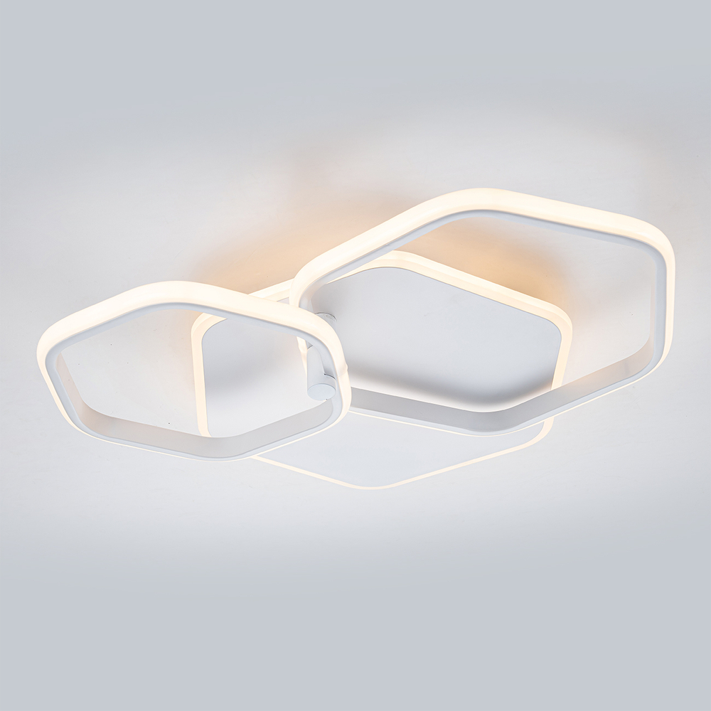 Потолочный светодиодный светильник 140Вт, 5319лм, 3000-6000K, Ra>80, плавная регулировка мощности, изменение цветовой температуры, ночник, пульт, металл/акрил, белый