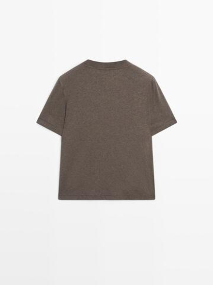 Massimo Dutti Футболка с коротким рукавом, пестро-коричневый
