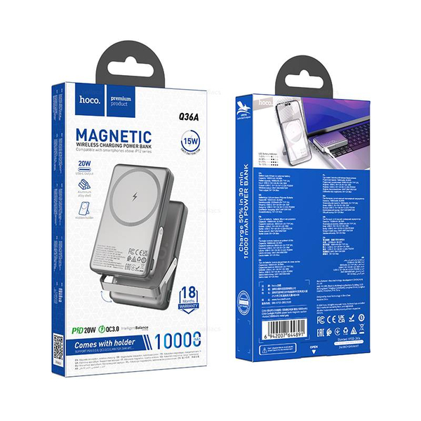 Портативный аккумулятор Hoco Q36A 10000mAh PD20W (metal grey)
