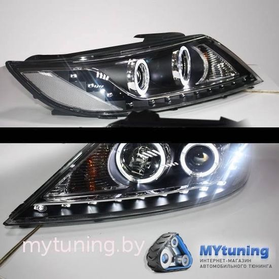 Передние фары ANGEL EYES BLACK для Kia Sorento 2(II)