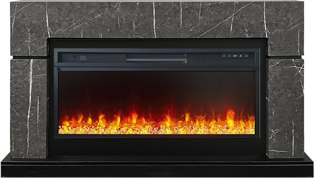 Каминокомплект Lindos 42 SFT - Серый мрамор (Ширина 1470мм) с очагом Vision 42 LED