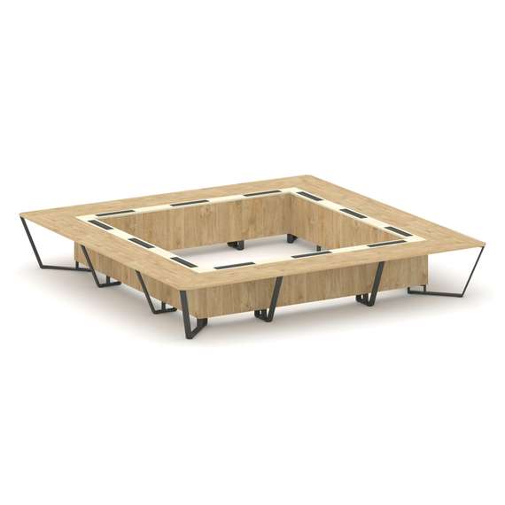 Steel Meet Стол переговорный квадратный KMK-PR.B.SP-24K Тиквуд Светлый/Ваниль Глянец/Металл Антрацит