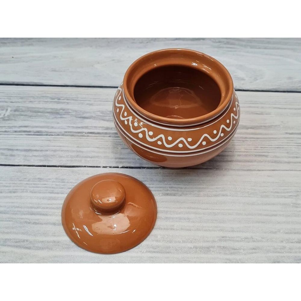 Горшочек 500 мл d 10,5 см h9 см с крышкой "Псковский" керамика ПГ [1]