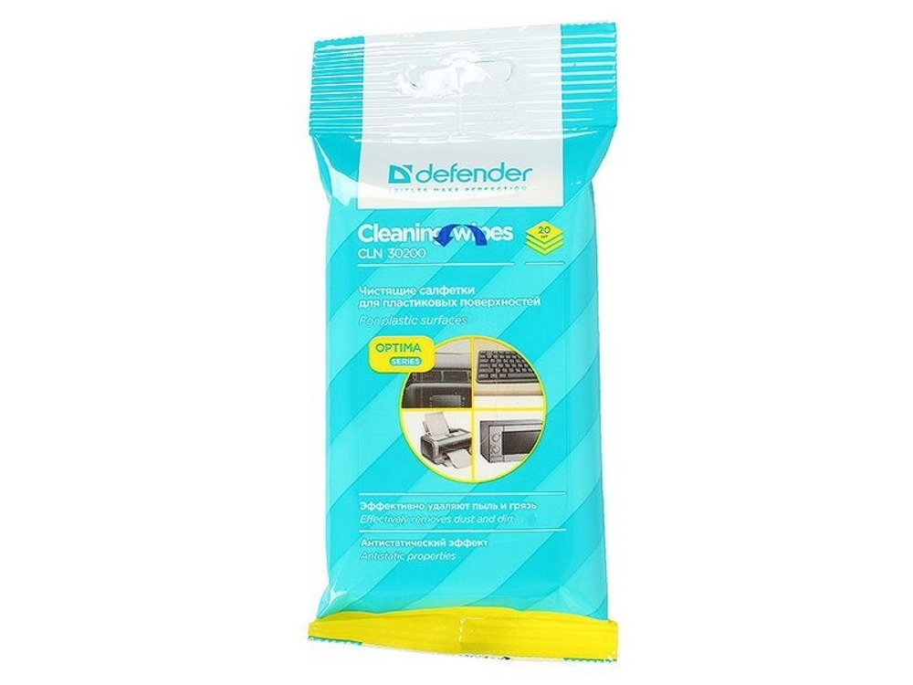 Defender Салфетки влажные для поверхностей CLN 30200, пакет 20 шт