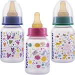 560163 Бутылочка для кормления с латексной соской, 125 мл, от 0 мес., цвета МИКС